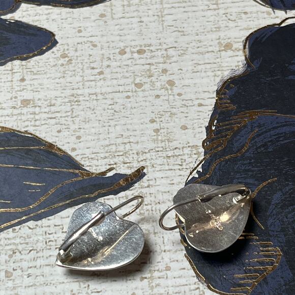 Vintage 90s Puffy Heart Sterling Silver Earrings - Picture 3 of 6